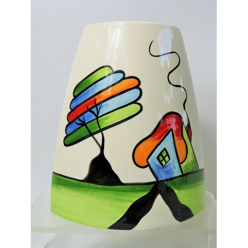 53 - Lorna Bailey Vase in the Fantasia Cottage pattern. 7.5 inches tall. See photos.