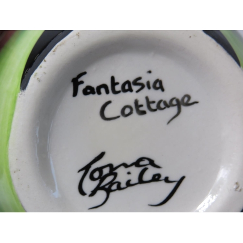 55 - Lorna Bailey Vase in the Fantasia Cottage pattern. 6 inches tall. See photos.