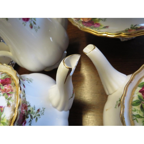 58 - Selection of Royal Albert in the 'Old Country Roses' Pattern . See photos (one teapot has damaged sp... 