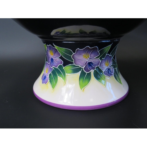 76 - Very pretty footed bowl by Blue Sky 2011 with tube lined decoration of Blue Birds and Hanging Wister... 