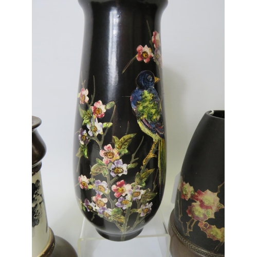 115 - Two Victorian era Bretby vases plus one dating from post 1900. all in good order.  The tallest measu... 