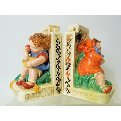 119 - Charming pair of early 20th Century bookends by Bretby. Mould numbers are 3262 & 3263.  Little Jack ... 