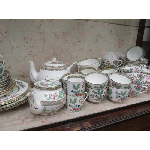 190 - Indian tree pattern china teaset over 80 pieces in total.