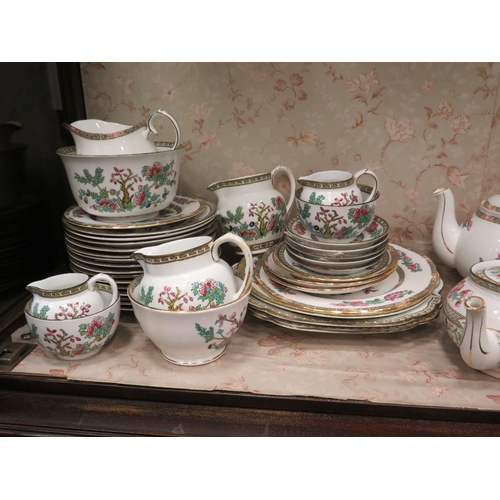 190 - Indian tree pattern china teaset over 80 pieces in total.