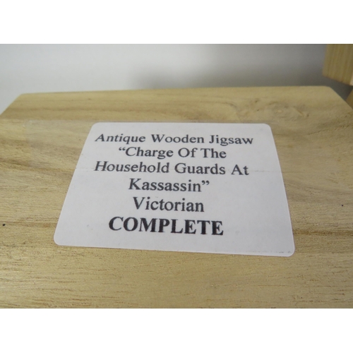 385 - 2 Antique wooden jigsaws in wooden storage boxes see pictures for jigsaw titles.