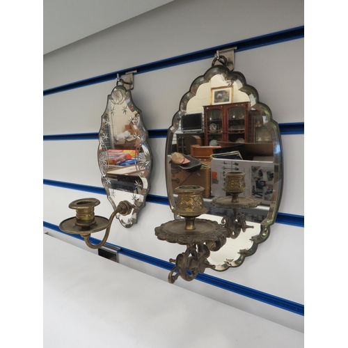 386 - 2 Victorian mirror backed wall sconces.