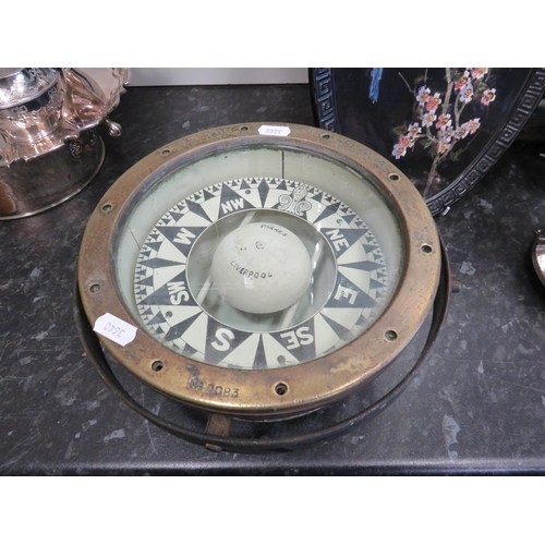 400 - G W lyth Stockholm cast iron and brass ships compass.