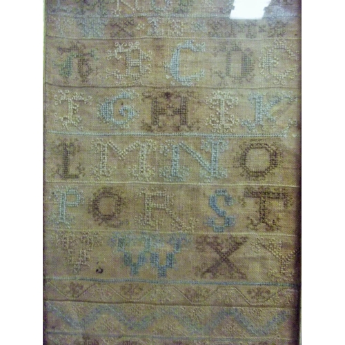 403 - Needlework Sampler dated 1790 created by a Nine year old Girl from Dumbarton in Scotland. Framed und... 