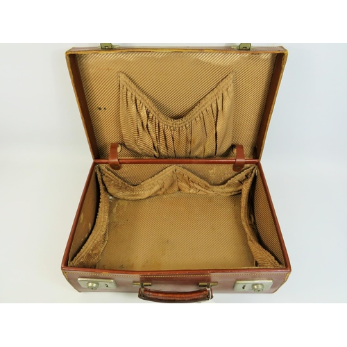 789 - Vintage Leather Evacuee style suitcase. See photos