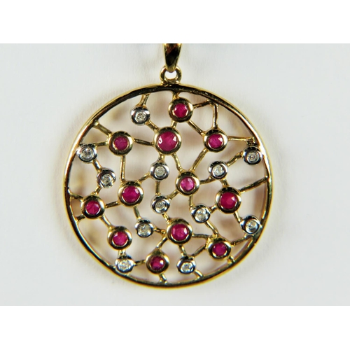 219A - 9ct yellow gold pendant set with Diamonds & Rubies