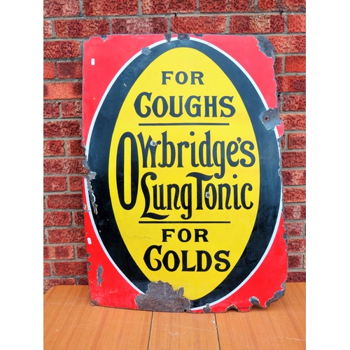 235 - Very large, Antique metal and enamel advertising sign which measures 42 x 30 inches. With age relate... 