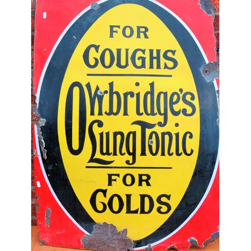 235 - Very large, Antique metal and enamel advertising sign which measures 42 x 30 inches. With age relate... 