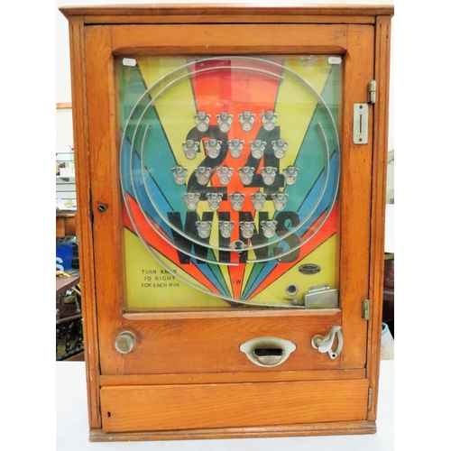 254 - Krafts Automatic Oak cased arcade machine. Working order but would need attention to run properly. S... 
