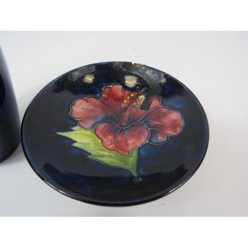 75 - Small Moorcroft  Anemone vase and pin dish ( the dish does have a repair see pics)