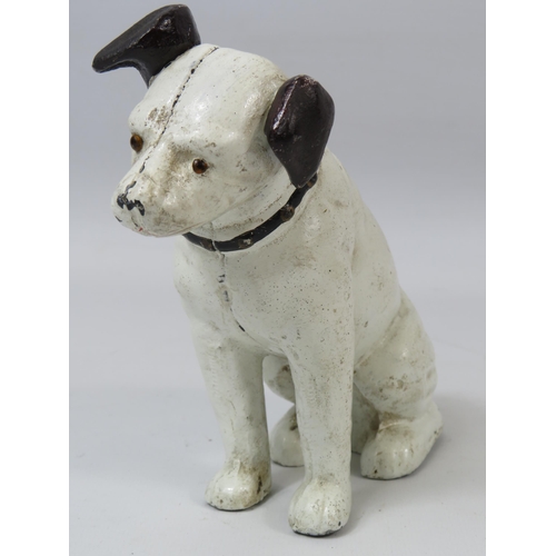 81 - Vintage cast iron HMV dog money box.