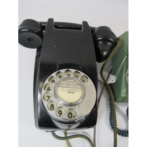 175 - Bakelite wall mounted vintage telephone plus a vintage plastic telephone.