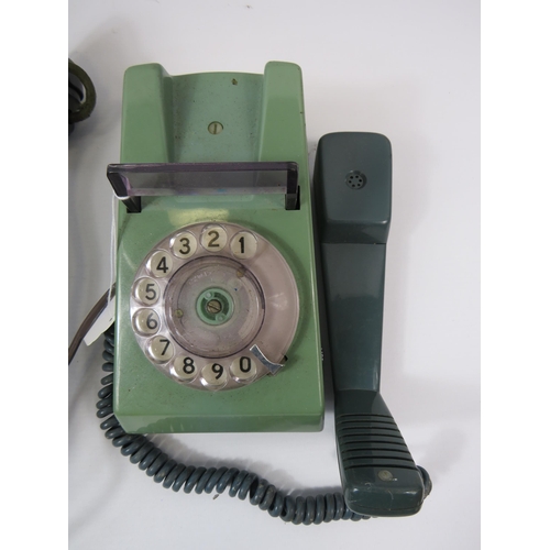 175 - Bakelite wall mounted vintage telephone plus a vintage plastic telephone.