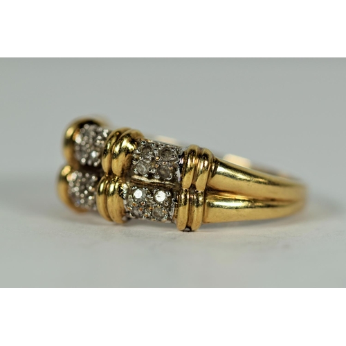 565 - 9ct Yellow Gold Multi Diamond set ring.  Finger size O-5   2.8g   Approx  0.20 cts Diamonds.