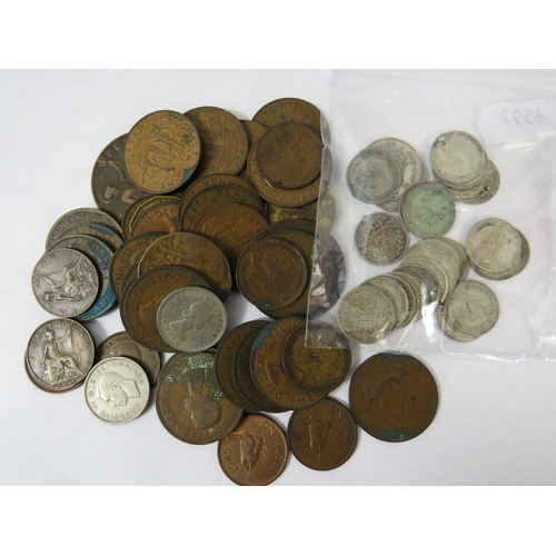 703 - Approx 43g of UK Pre 1920 Silver coins together with some UK Copper coins. See photos