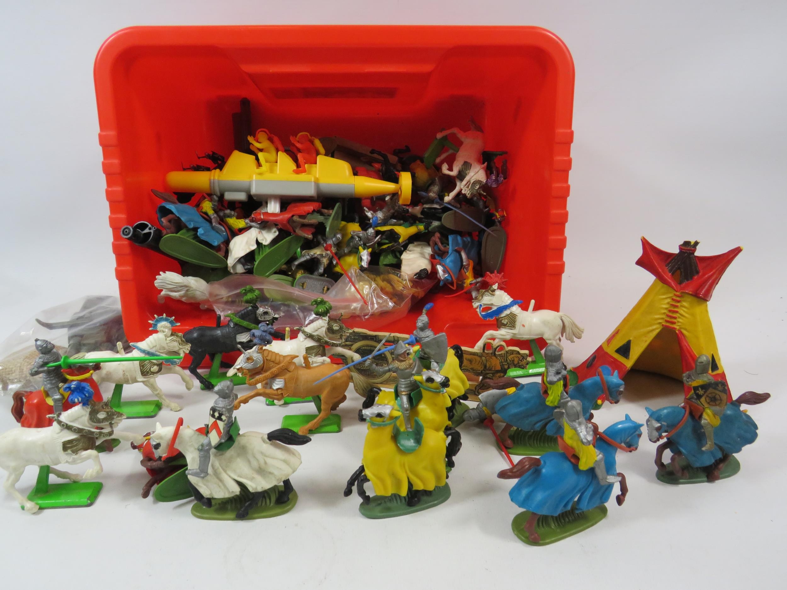 Selection of plastic toys Jousting knights etc.