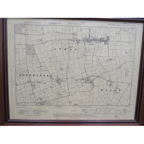 849 - Framed 1907 Scunthorpe map of Brumby and Frodingham .  Heliozincograph framed measuring 24 x 19 inch... 