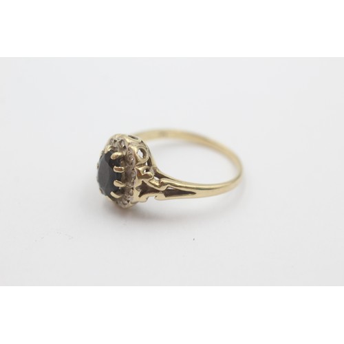 17 - 9ct gold vintage sapphire & diamond halo dress ring (2.2g)   798351  Ring Size 'M'