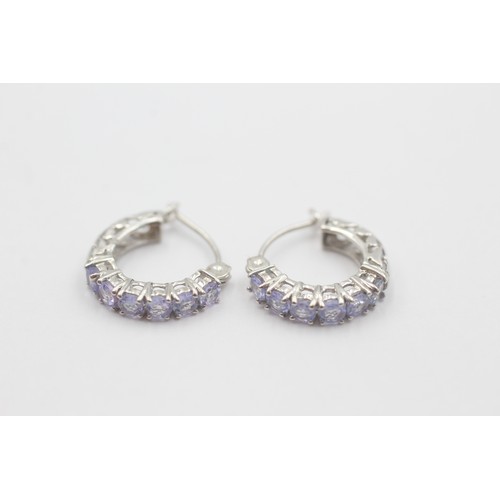 45 - 10ct white gold tanzanite hoop earrings (1.4g)     798373