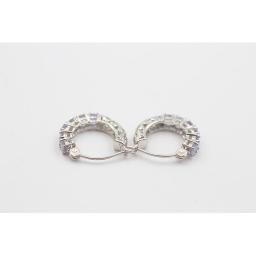 45 - 10ct white gold tanzanite hoop earrings (1.4g)     798373