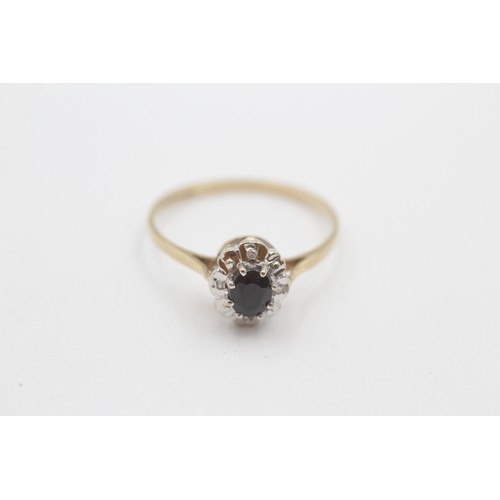 47 - 9ct gold sapphire & diamond cluster dress ring (1.5g)     808802   Ring Size 'R'