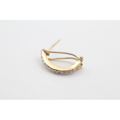 67 - 9ct gold diamond french clip half-hoop earrings (2.4g)     808771