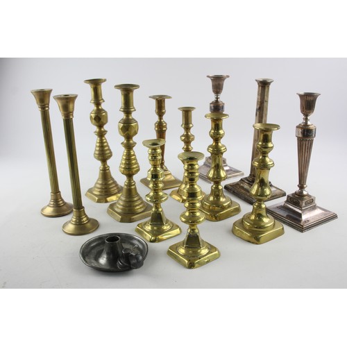 93 - 15 x Assorted Vintage CANDLESTICKS Inc Brass, Victorian, James Dixon & Son 8879g      Assorted Vinta... 