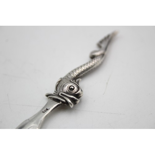 101 - Vintage Stamped .925 STERLING SILVER Novelty Letter Opener w/ Fish Finale 16g     Length - 16.5cm   ... 