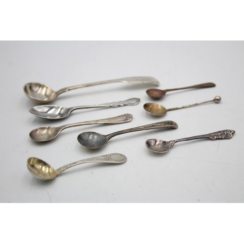 103 - 8 x Antique / Vintage Hallmarked .925 STERLING SILVER Condiment Spoons (49g)      Inc Georgian Etc 
... 