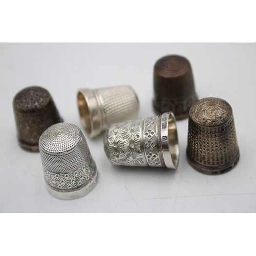 109 - 6 x Antique / Vintage .925 STERLING SILVER Thimbles Inc Charles Horner Etc (21g)      In antique / v... 