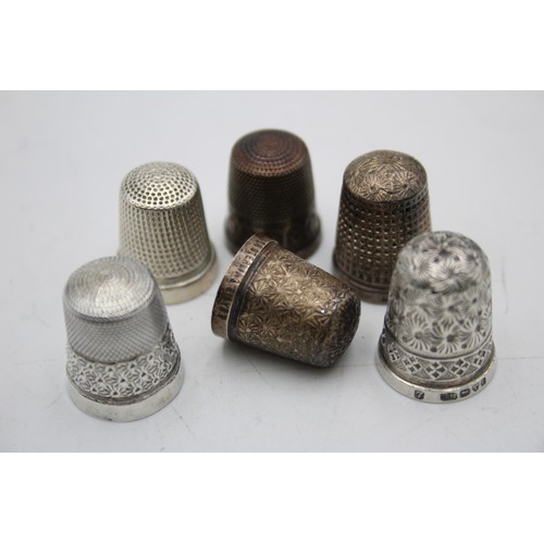 109 - 6 x Antique / Vintage .925 STERLING SILVER Thimbles Inc Charles Horner Etc (21g)      In antique / v... 