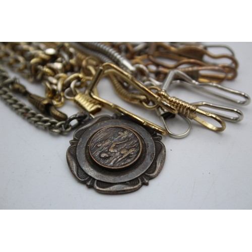 126 - 20 x Assorted Vintage Gents Pocket Watch Chains / Alberts Inc Gold / Silver Tone     Assorted Vintag... 