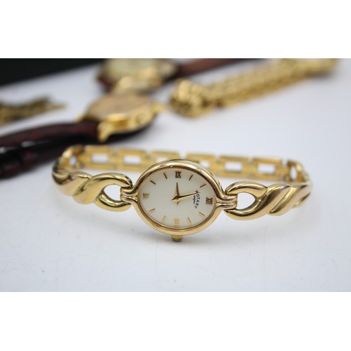 132 - 6 x Ladies Gold Tone WRISTWATCHES Quartz WORKING Inc. BULOVA, ORVIS Etc.    Ladies Quality Gold Tone... 