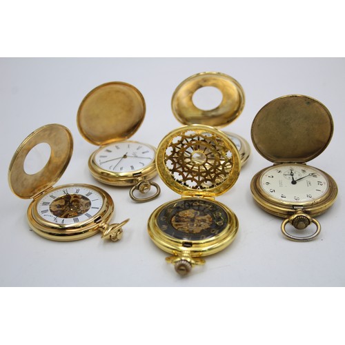 135 - 5 x Assorted Gents Gold Tone POCKET WATCHES Hand-Wind WORKING Inc. MOUNT ROYAL     Assorted Gents Go... 