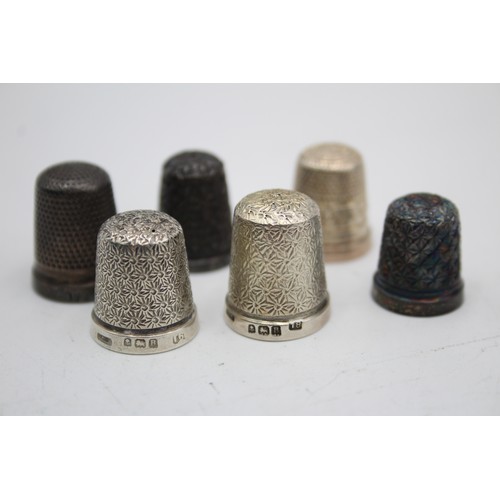 146 - 6 x Antique / Vintage .925 STERLING SILVER Thimbles Chester Sterling Silver 22g     In antique / vin... 