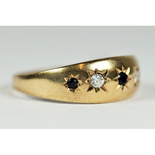 169 - 9ct  Yellow Gold antique style ring set with Sapphire & CZ.  Finger size 'Y'   3.3g