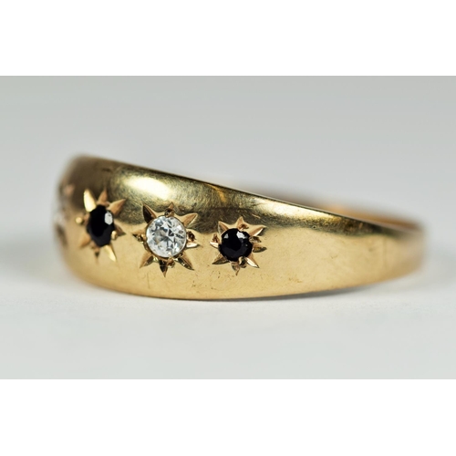 169 - 9ct  Yellow Gold antique style ring set with Sapphire & CZ.  Finger size 'Y'   3.3g