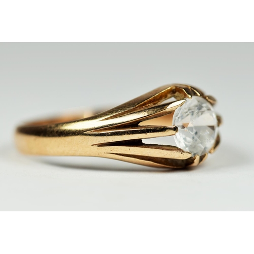 173 - 9ct Yellow Gold Ring set with a large CZ gemstone.  Finger size 'T-5'   3.7g