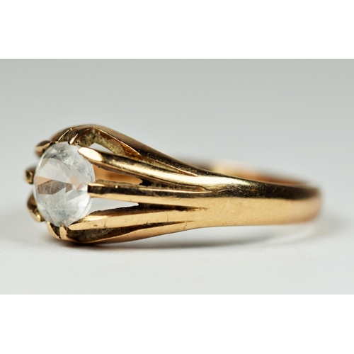 173 - 9ct Yellow Gold Ring set with a large CZ gemstone.  Finger size 'T-5'   3.7g