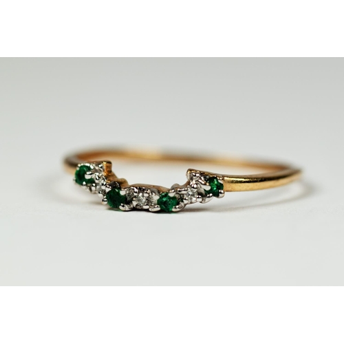 183 - 9ct Yellow Gold Diamond and Emerald set ring.    Finger size 'N-5'   0.7g