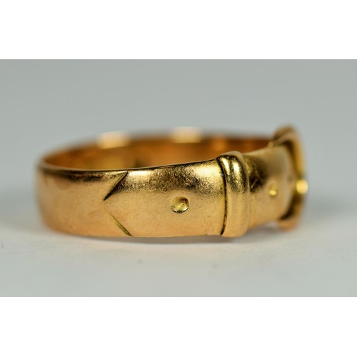 155 - 18ct Yellow Gold Buckle Ring. Finger size N-5,  4.1g