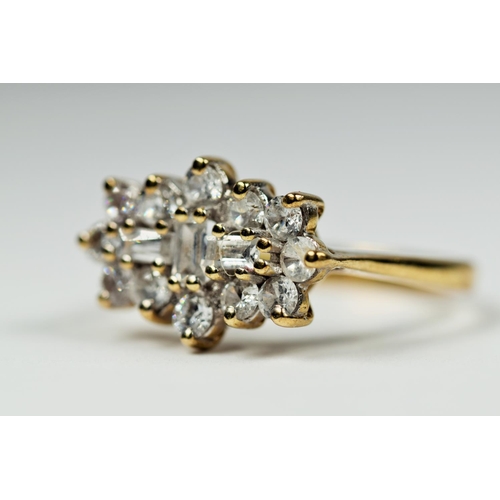 187 - 9ct Yellow Gold Multi CZ set ring. Finger size 'R-5'  4.7g