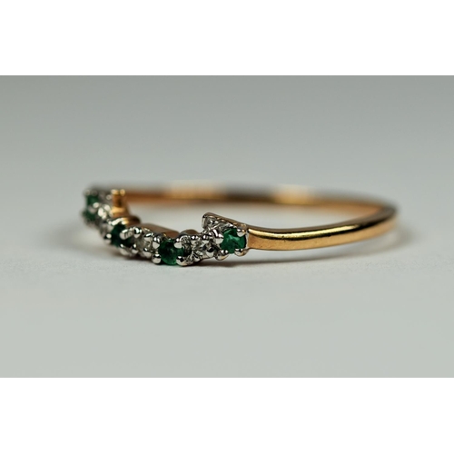 193 - Unmarked but tested 9ct Yellow Gold Emerald and Diamond set ring.   Finger size 'N-5'   0.8g