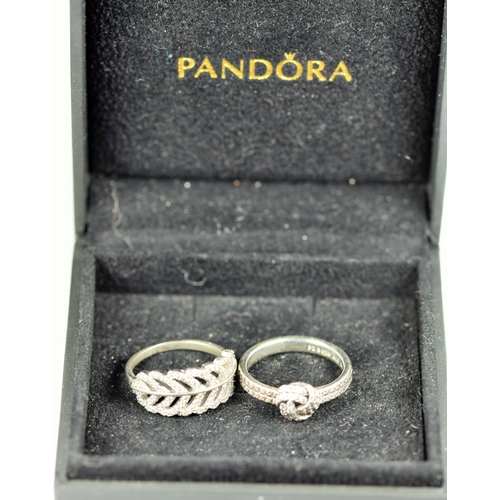 219 - Two, 925 Diamante set silver rings , both finger size 'N-5' presented in Pandora box.   See photos.