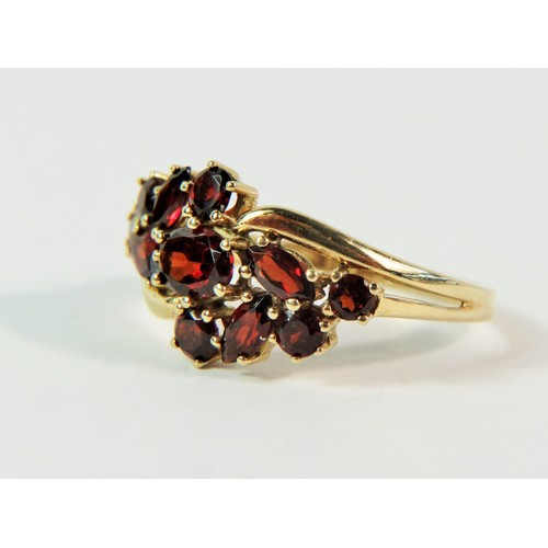 205 - 14ct Yellow Gold Multi Garnet set ring. Finger size 'P-5'   2.8g   156-29-9