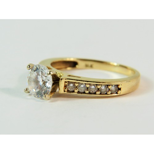 201 - 14ct Yellow Gold Multi CZ set ring.  Finger size 'M-5'  3.0g   158-29-9